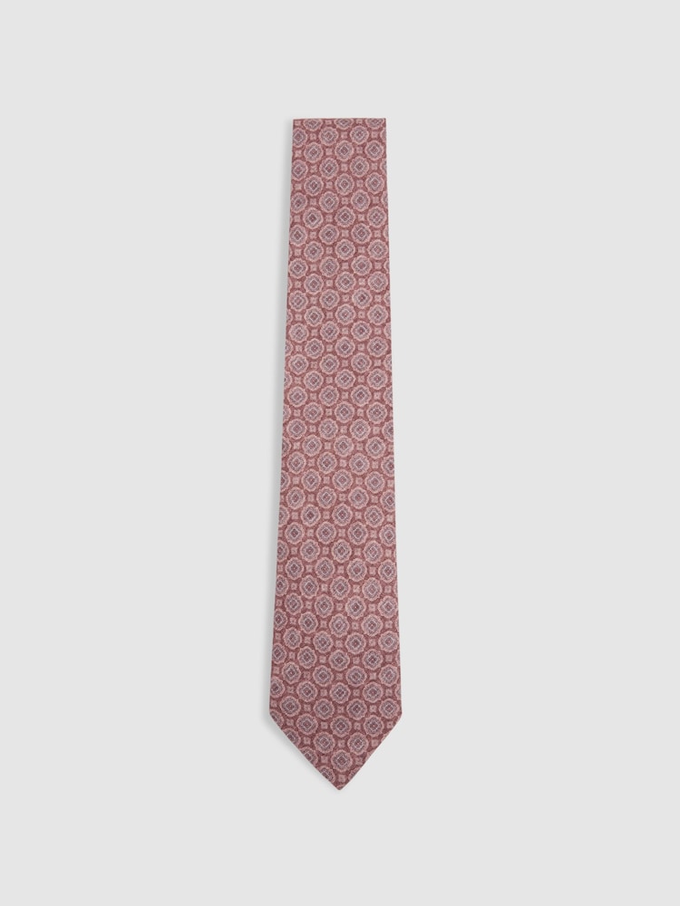 Reiss Dusty Pink Noto Silk Floral Medallion Tie - Image 1 of 5