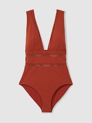 Reiss Rust Harper Cross-Back Mesh Swimsuit - Image 2 of 5