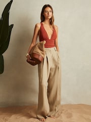 Reiss Rust Harper Cross-Back Mesh Swimsuit - Image 3 of 5