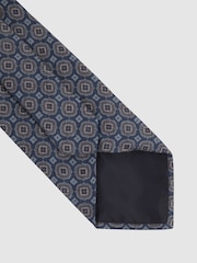 Reiss Indigo Noto Silk Floral Medallion Tie - Image 3 of 4
