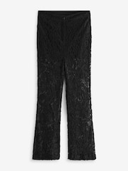 Black Floral Print Lace Flared Trousers - Image 4 of 7