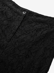 Black Floral Print Lace Flared Trousers - Image 6 of 7