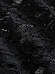 Black Floral Print Lace Long Sleeve Shirt - Image 5 of 8