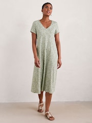 Seasalt Cornwall Green Tamsyn V-Neck Jersey Midi Dress - Image 1 of 5