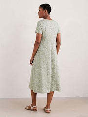 Seasalt Cornwall Green Tamsyn V-Neck Jersey Midi Dress - Image 2 of 5