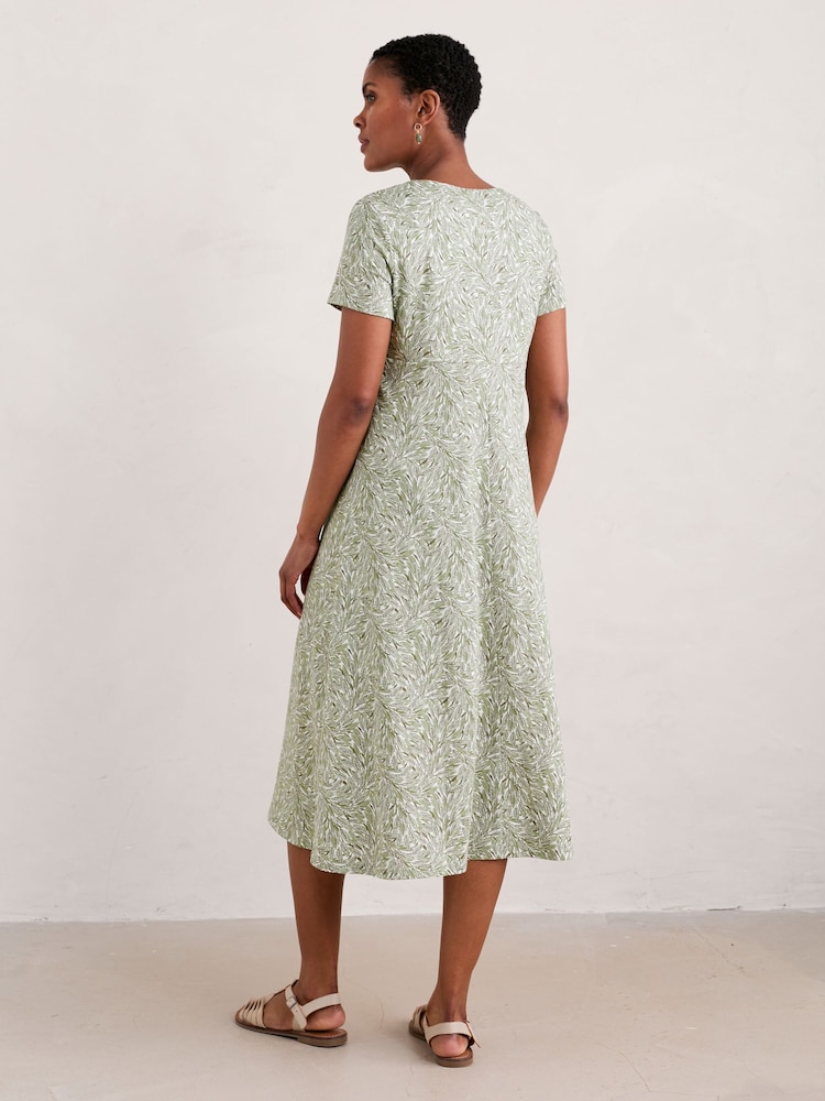 Seasalt Cornwall Green Tamsyn V-Neck Jersey Midi Dress - Image 2 of 5