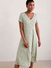 Seasalt Cornwall Green Tamsyn V-Neck Jersey Midi Dress - Image 3 of 5