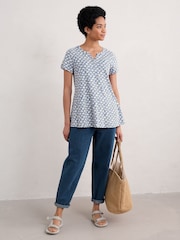 Seasalt Cornwall Blue Risso Short Sleeve Top - Image 3 of 5