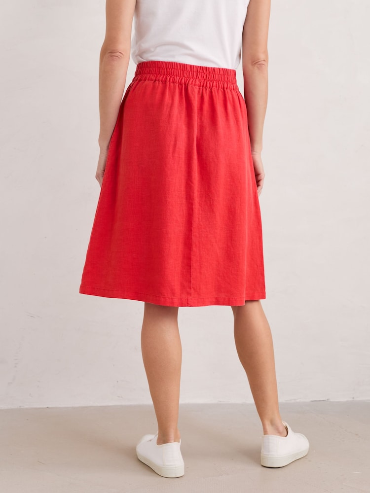 Seasalt Cornwall Red Pepper Moth 100% Linen Skirt - Image 2 of 5