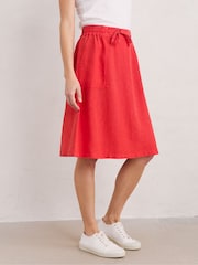 Seasalt Cornwall Red Pepper Moth 100% Linen Skirt - Image 3 of 5