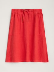 Seasalt Cornwall Red Pepper Moth 100% Linen Skirt - Image 4 of 5