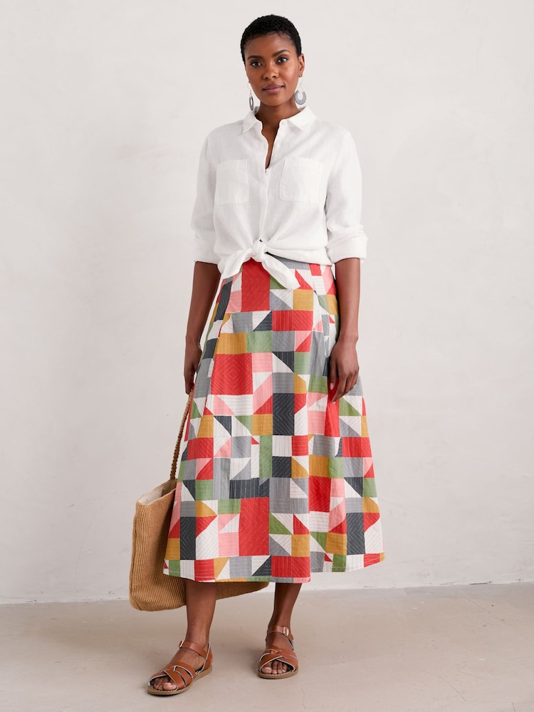 Seasalt Cornwall Multi Swallow Hill Printed A-Line Skirt - Slika 1 iz 7