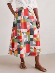 Seasalt Cornwall Multi Swallow Hill Printed A-Line Skirt - Slika 4 iz 7