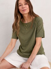 Seasalt Cornwall Green Bryher View Organic Cotton Boat Neck T-Shirt - Image 3 of 5
