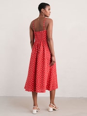 Seasalt Cornwall Red Multi Swallow Hill Printed A-Line 100% Linen Skirt - Image 2 of 5
