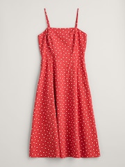 Seasalt Cornwall Red Multi Swallow Hill Printed A-Line 100% Linen Skirt - Image 4 of 5