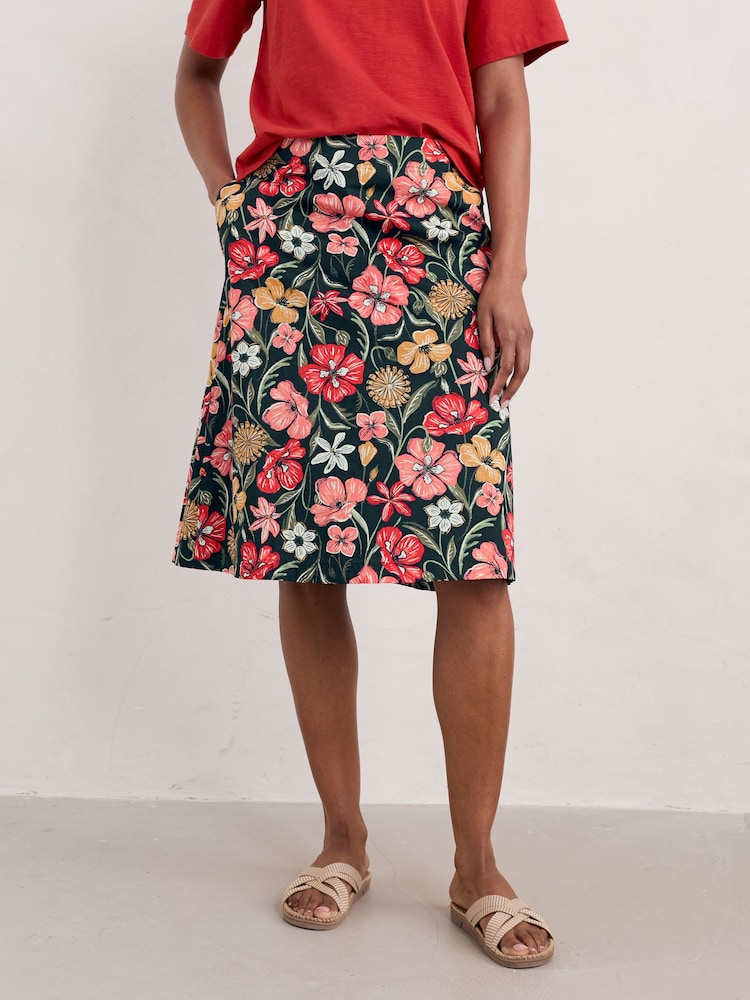 Seasalt Cornwall Black Multi Paint Pot Organic Cotton Skirt - Image 1 of 5