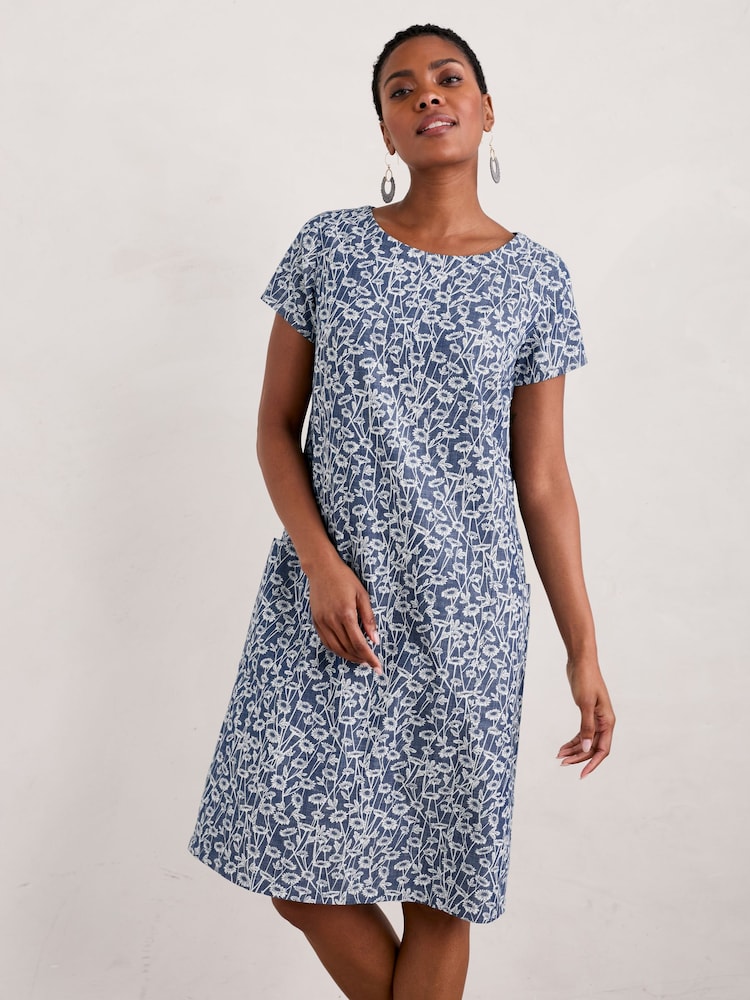 Seasalt Cornwall Blue Petite Fernbank Chambray 100% Cotton Dress - Image 1 of 5