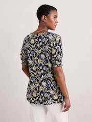 Seasalt Cornwall Blue Rosehip V-Neck Jersey Top - Image 2 of 5