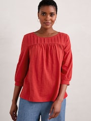 Seasalt Cornwall Red Stenalees Gathered Top - Image 3 of 7
