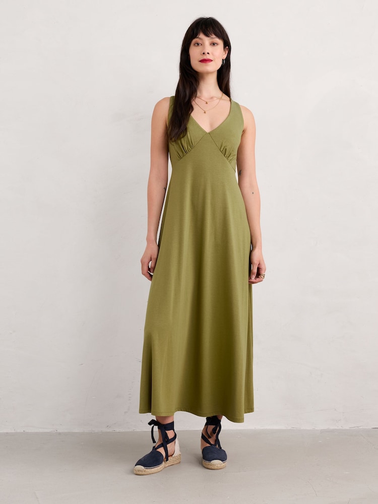 Seasalt Cornwall Green Meadow Saffron Sleeveless Broderie Dress - Image 1 of 5
