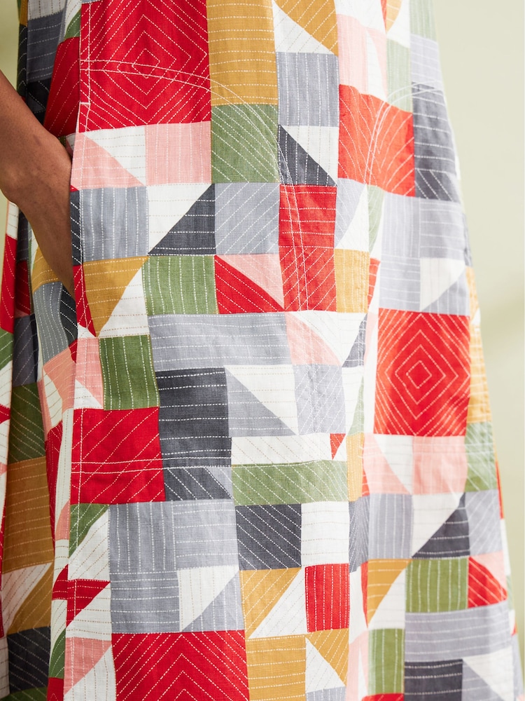 Seasalt Cornwall Black Multi Swallow Hill Printed A-Line 100% Linen Skirt - Image 8 of 8