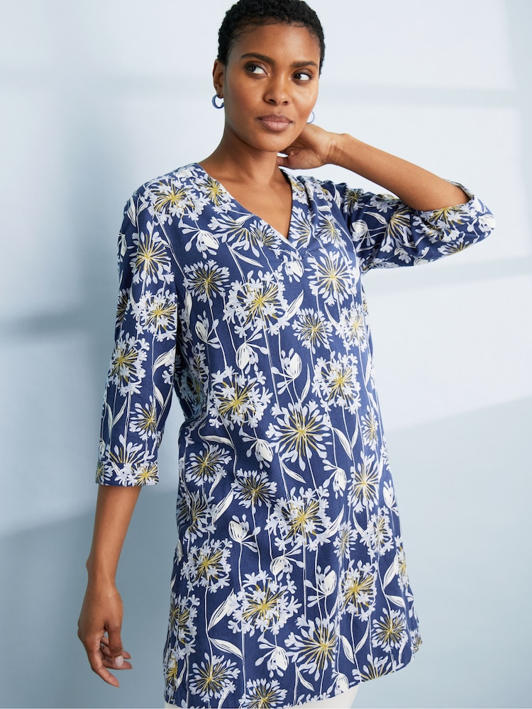 Seasalt Cornwall Blue Hayle Bar V-Neck Tunic - Image 1 of 7