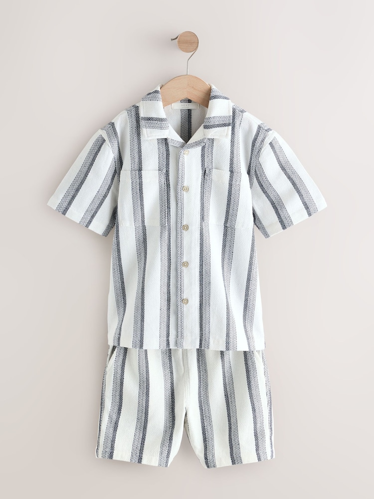 Ecru Stripe Short Sleeve Stripe Shirt and Short Set (3-16yrs) - Image 1 of 6