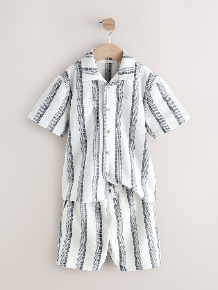Ecru Stripe Short Sleeve Stripe Shirt and Short Set (3-16yrs) - Image 2 of 6