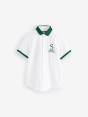 White 100% Cotton Short Sleeve Bowling Shirt (3-16yrs) - Image 1 of 4