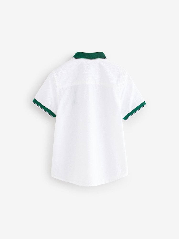 White 100% Cotton Short Sleeve Bowling Shirt (3-16yrs) - Image 2 of 4