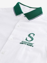 White 100% Cotton Short Sleeve Bowling Shirt (3-16yrs) - Image 3 of 4
