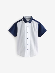 Navy/White Smart Colorblock Short Sleeves Colourblock Shirt (3-16yrs) - Image 1 of 4