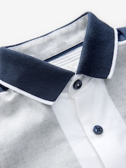 Navy/White Smart Colorblock Short Sleeves Colourblock Shirt (3-16yrs) - Image 3 of 4