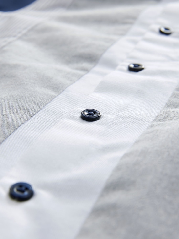 Navy/White Smart Colorblock Short Sleeves Colourblock Shirt (3-16yrs) - Image 4 of 4