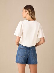 Ro&Zo White Flutter Sleeve Tie Front Top - Image 2 of 5