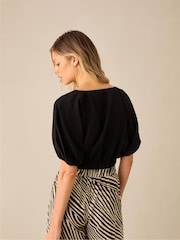 Ro&Zo Black Blouson Sleeve Top - Image 2 of 5
