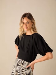 Ro&Zo Black Blouson Sleeve Top - Image 3 of 5