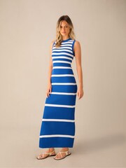 Ro&Zo Blue Stripe Sleeveless Knitted Dress - Image 3 of 5