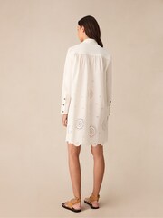 Ro&Zo White Laser Cut Hem 100% Cotton Shirt Dress - Image 6 of 7