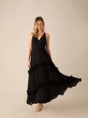 Ro&Zo Black Sienna Pleated Frill Maxi Dress - Image 5 of 8
