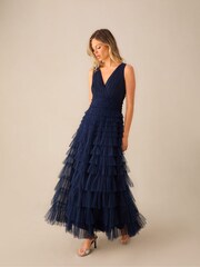 Ro&Zo Blue Anoushka Tulle Tiered Maxi Dress - Image 5 of 8