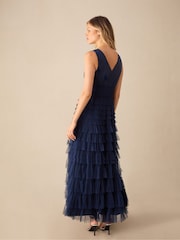 Ro&Zo Blue Anoushka Tulle Tiered Maxi Dress - Image 8 of 8