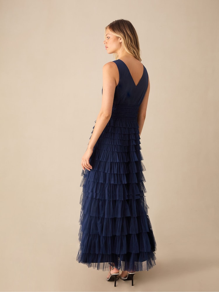 Ro&Zo Blue Anoushka Tulle Tiered Maxi Dress - Image 8 of 8