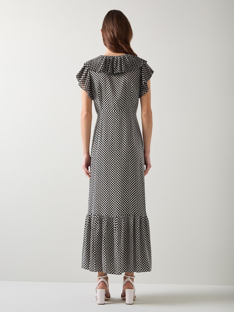 LK Bennett Black Polka Dot Daphne Pleated Dress - Image 2 of 7 LK Bennett Black Polka Dot Daphne Pleated Dress - Image 2 of 7
