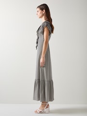 LK Bennett Black Polka Dot Daphne Pleated Dress - Image 4 of 7