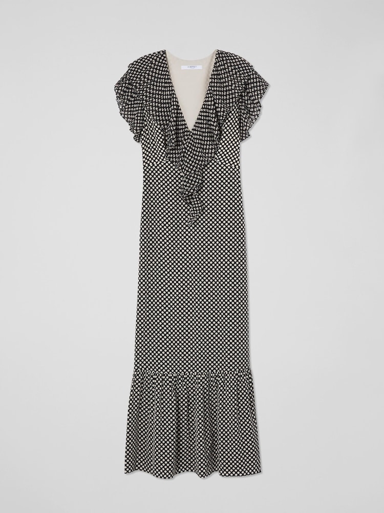 LK Bennett Black Polka Dot Daphne Pleated Dress - Image 7 of 7 LK Bennett Black Polka Dot Daphne Pleated Dress - Image 7 of 7