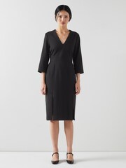 LK Bennett Sky Petite Black Lenzing™ Ecovero™ Viscose Blend Crepe Black Dress - Image 1 of 3