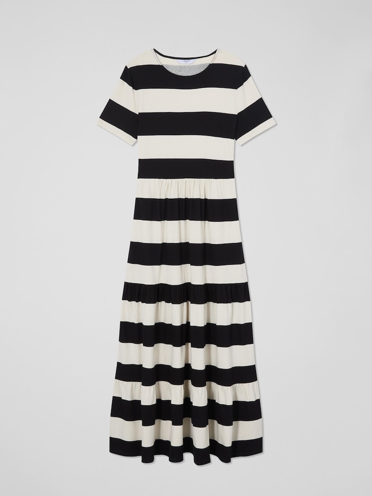 LK Bennett Black Stripe Leigh Jersey 100% Cotton Dress - Image 4 of 4