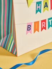 Teal Blue Bright Bunting Birthday Gift Bag and Card Set - Image 2 of 3
